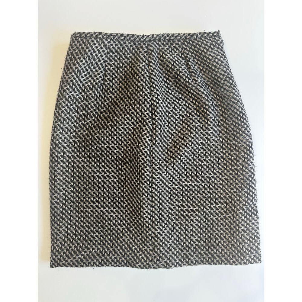 Women's Ann Taylor Wool Check Pencil Skirt Tan Black Size 4‎ Lined